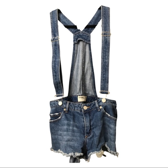 GARAGE Brand Ladies Distressed Denim Overall Shorts Size 5 (Shirt Available too) - Picture 2 of 12